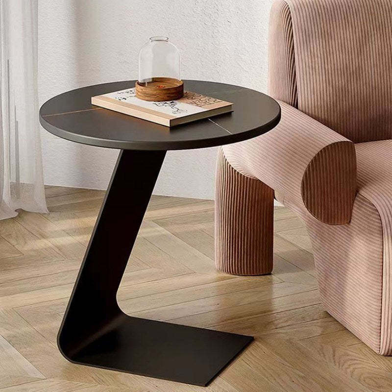 Scandinavian Round Rock Slab Iron Coffee Table