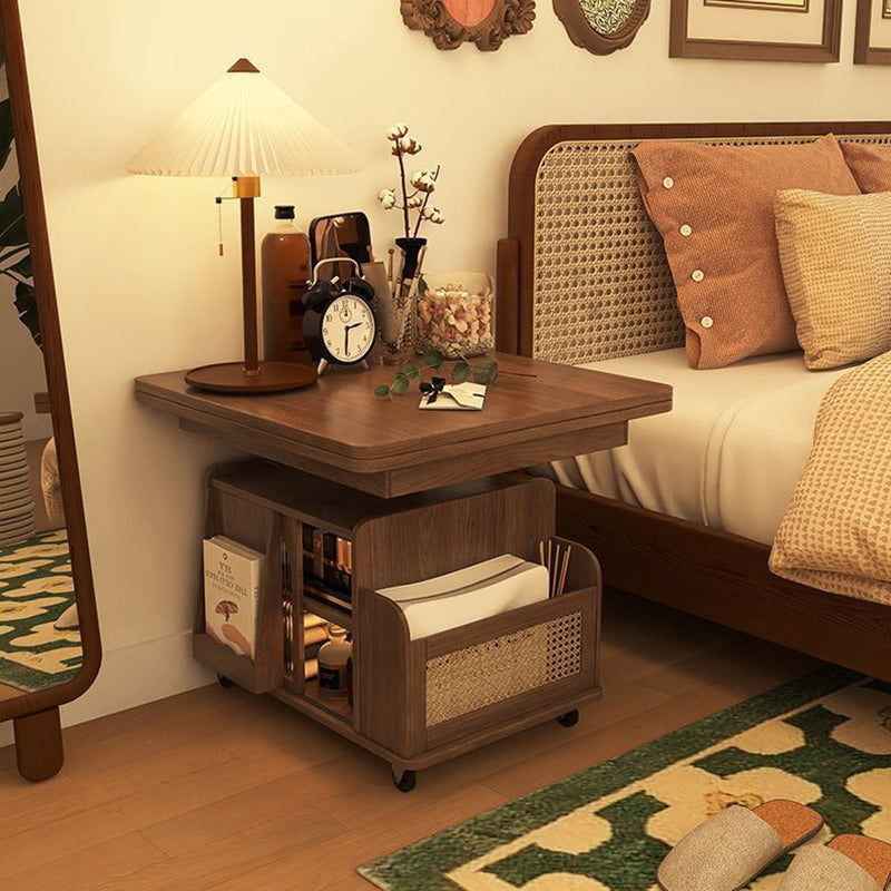 Retro Wood Foldable Coffee Table On Casters Storage
