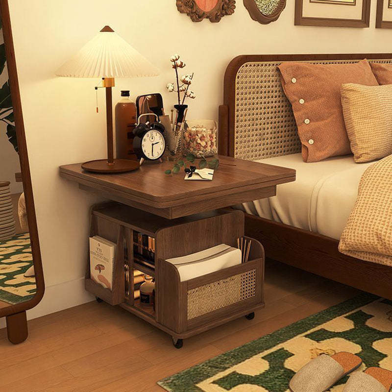 Retro Wood Foldable Coffee Table On Casters Storage