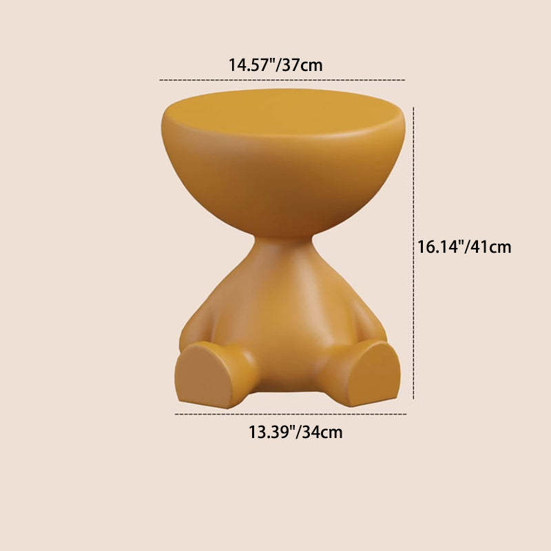 Scandinavian Cartoon Bear Base End Table — White