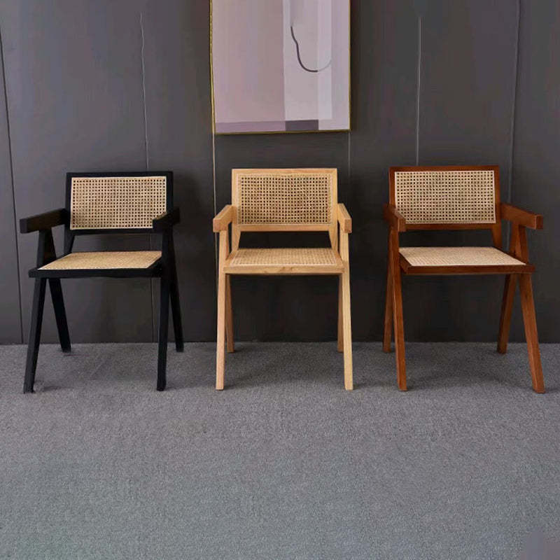 Scandinavian Wood Rattan Armchair