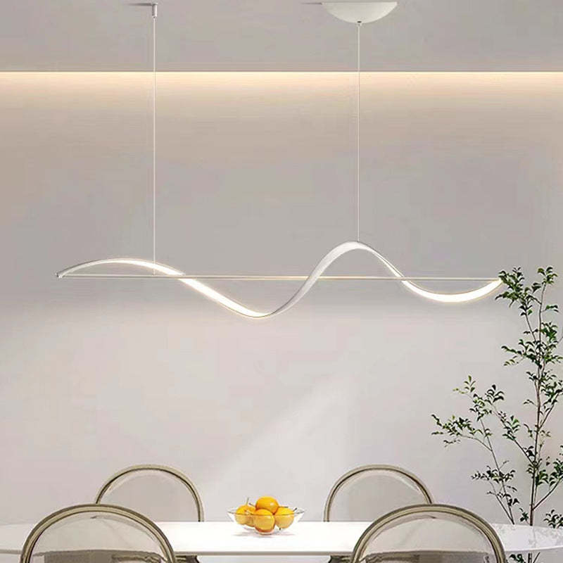 Minimalist Linear Aluminum Silicone LED Island Chandelier