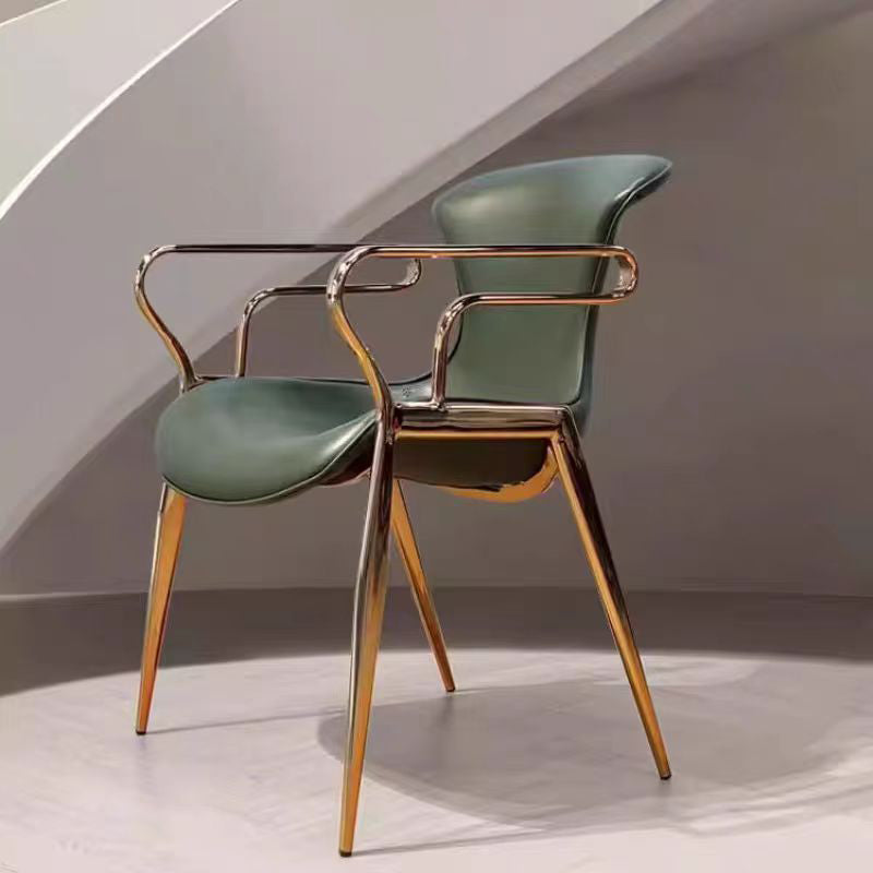 Contemporary Leather Carbon Steel Dining Chair
