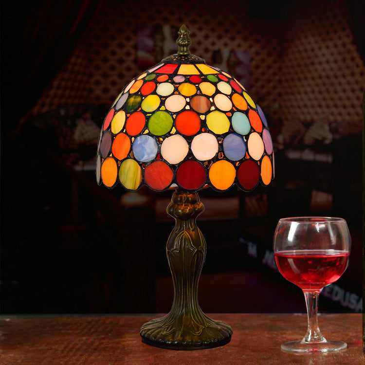 Traditional Tiffany Dome Aluminum Glass Table Lamp