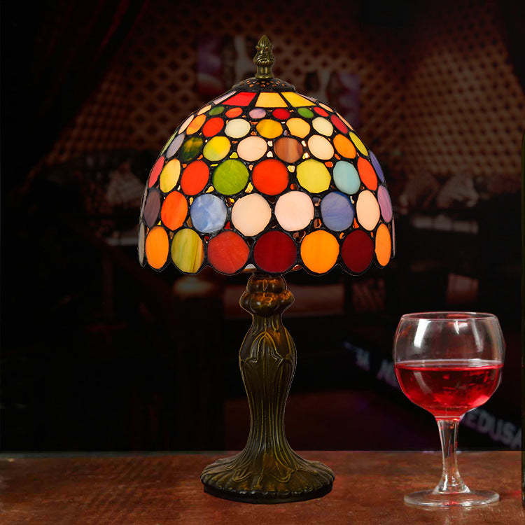 Traditional Tiffany Dome Aluminum Glass Table Lamp