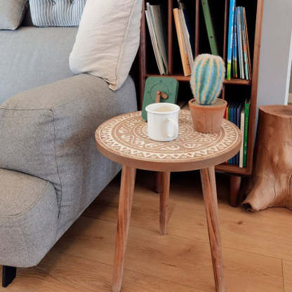 Contemporary Patterned Wood Iron Coffee Table