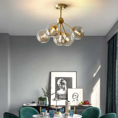 Minimalist All-Copper Branch Orb Ceiling Light