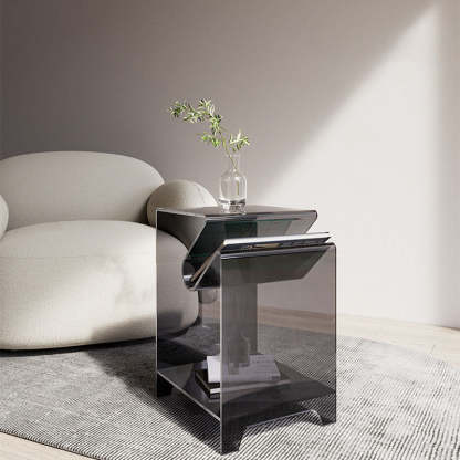 Minimalist Square Acrylic 2-Tier End Table