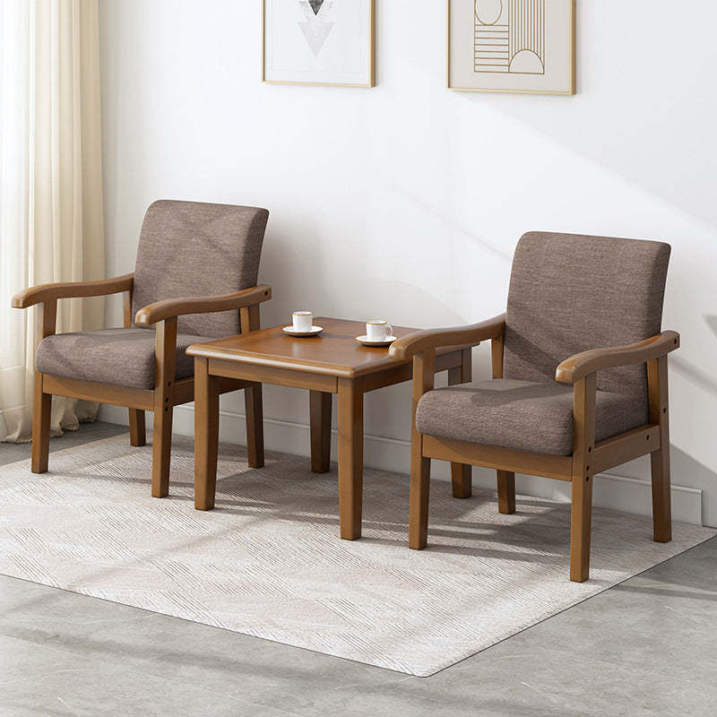 Minimalist Upholstered Fabric Wood Chair — Black Frame + Gray Seat