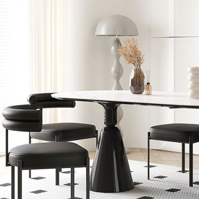 Contemporary Half-Arc Leather Metal Dining Chair