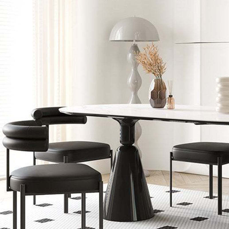 Contemporary Half-Arc Leather Metal Dining Chair