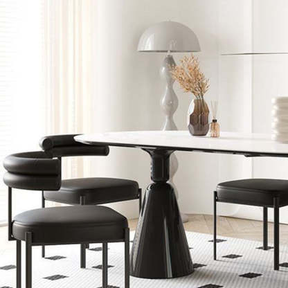 Contemporary Half-Arc Leather Metal Dining Chair