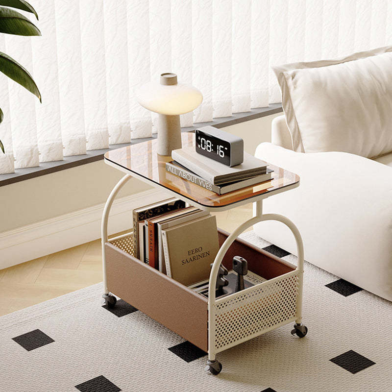 Contemporary Movable Tempered Glass End Table