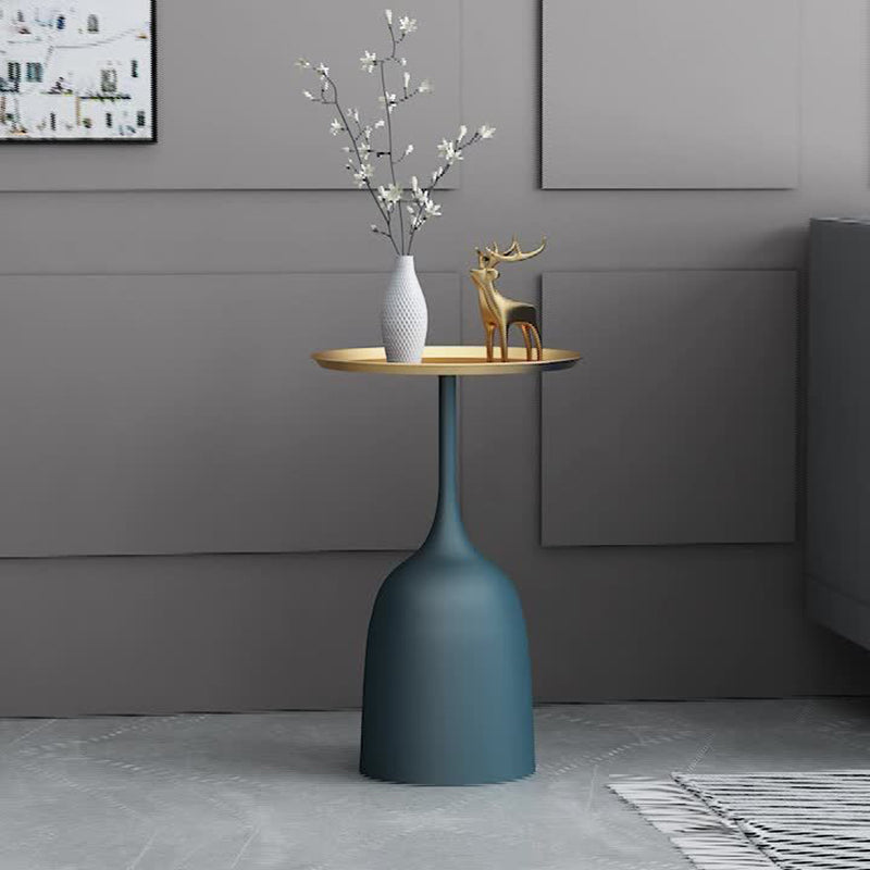 Scandinavian Metal Iron Marble End Table — Blue - Iron