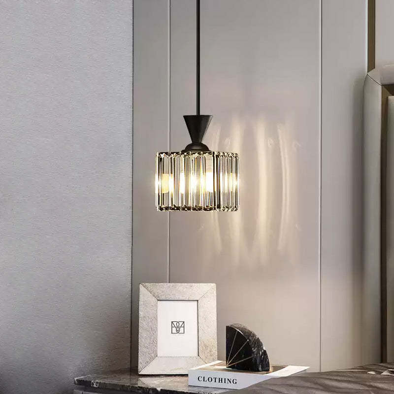 Contemporary Radiant Prismatic Crystal Pendant Light