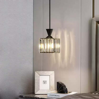 Contemporary Radiant Prismatic Crystal Pendant Light — Square / Black / 110V-120V For US/CA
