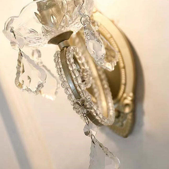 European Vintage Crystal Candelabra Wall Sconce