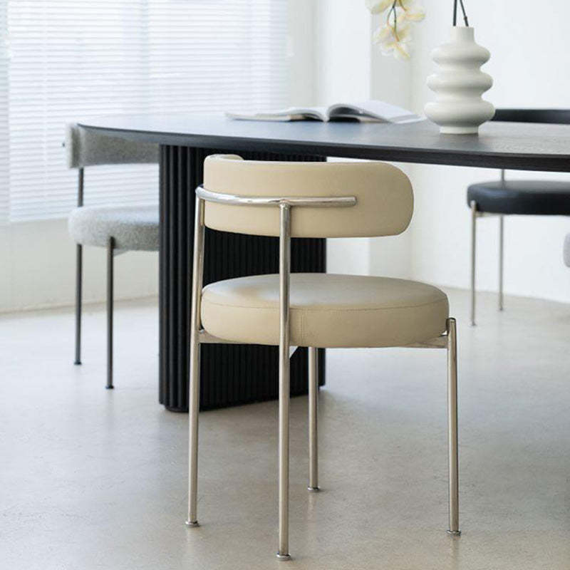 Minimalist Round Velvet Tubular-Leg Dining Chair
