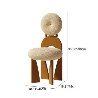 Velvet Arc Wood Vanity Stool — White Seat + Log Color Frame