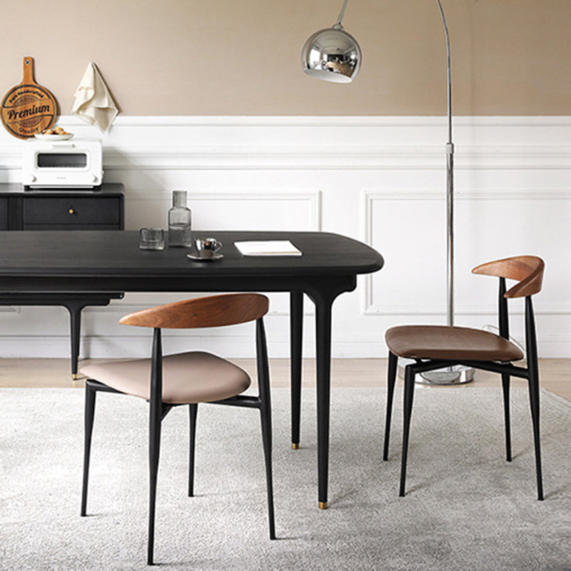 Nordic Cowl Curved Leather Wood Dining Chair — Light Tan