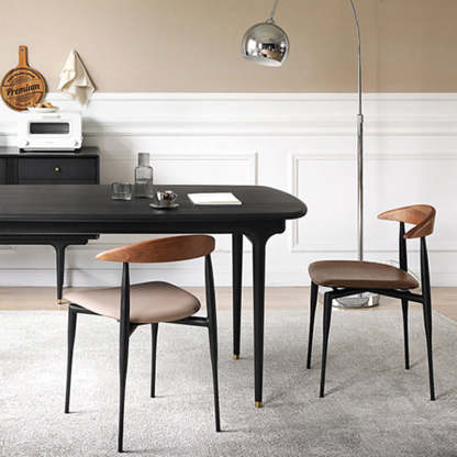 Nordic Cowl Curved Leather Wood Dining Chair — Light Tan