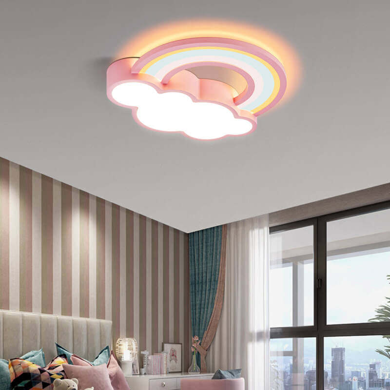 Modern Cartoon Rainbow Cloud LED Flush Mount Light