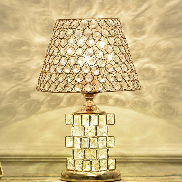 Nordic Luxury Crystal Cone Geometric Table Lamp — Push Button Switch / A / 220V-240V For UK/AU