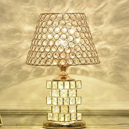 Nordic Luxury Crystal Cone Geometric Table Lamp — Push Button Switch / A / 220V-240V For UK/AU