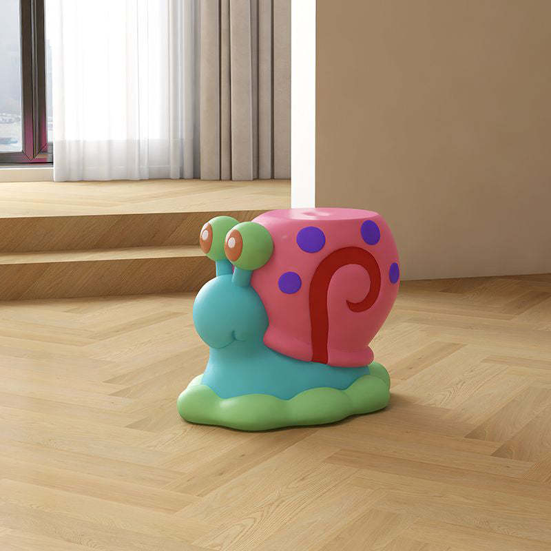 Contemporary Cartoon Snail Resin Low Stool