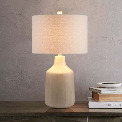 Vintage Minimalist Fabric Cement Base Lamp — Push Button Switch / A / 220V-240V For UK/AU