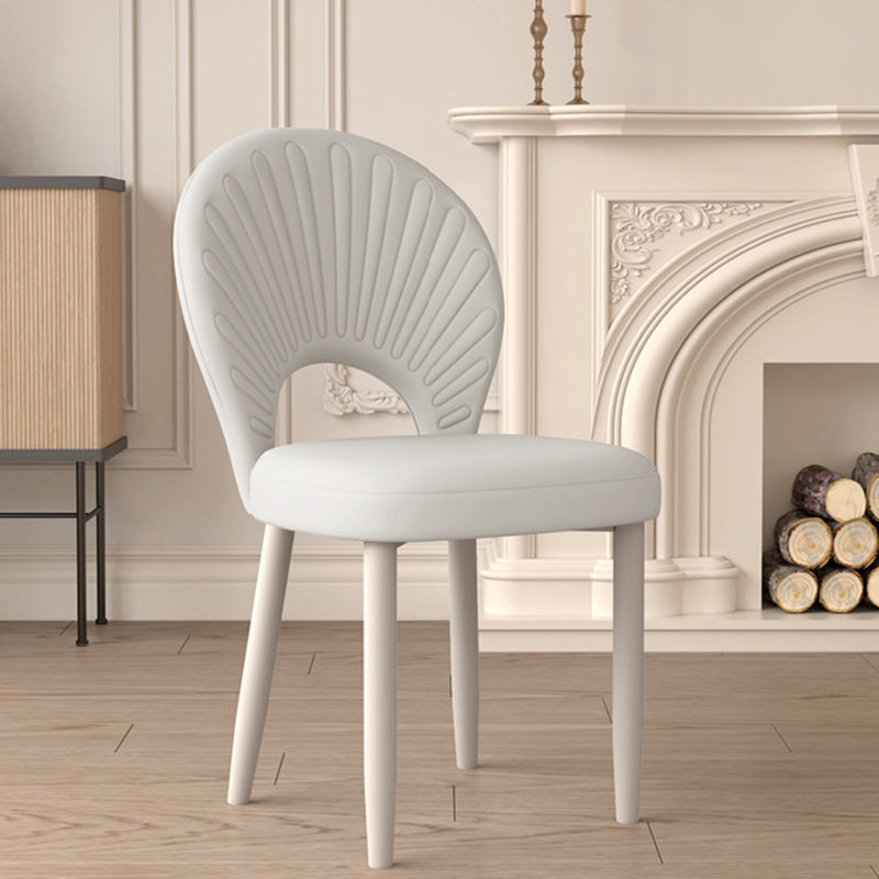 Minimalist Half-Round PU Leather Iron Dining Chair