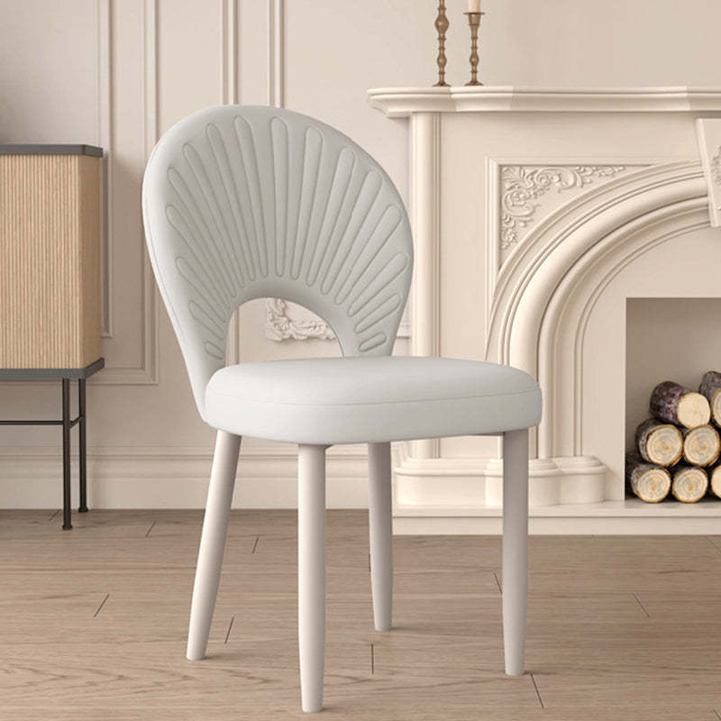 Minimalist Half-Round PU Leather Iron Dining Chair