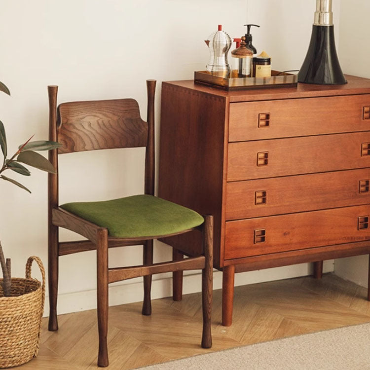 Scandinavian Square Wood Fabric Chair