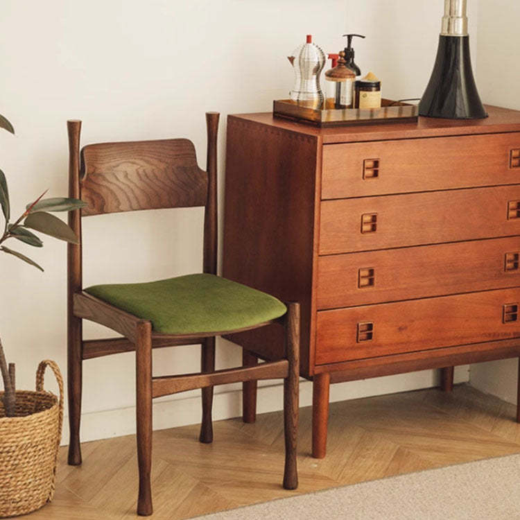 Scandinavian Square Wood Fabric Chair