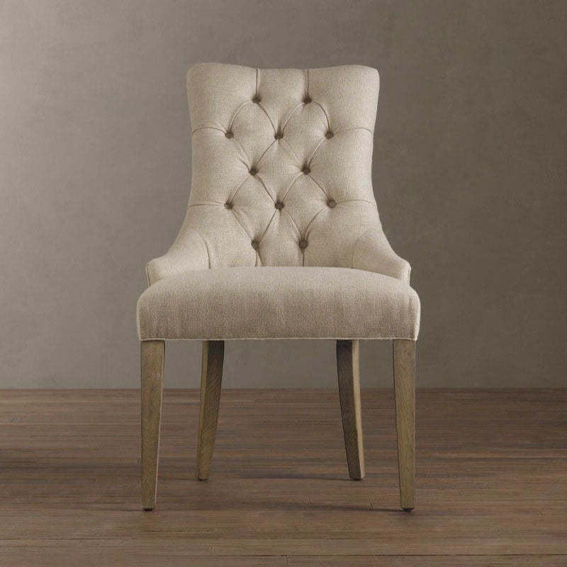 Scandinavian Thick Linen Wood Dining Chair — Gray
