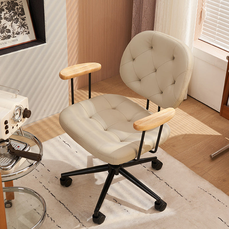 Minimalist Leather Wood Steel Armchair