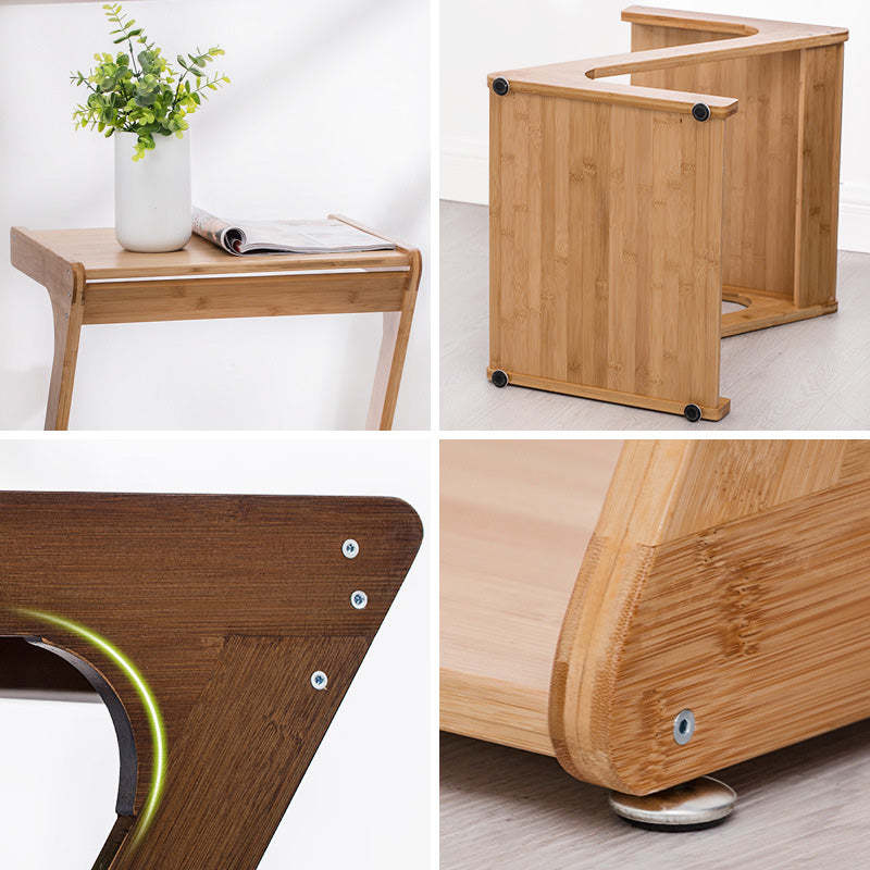 Vintage Z-Shape Wood Rolling End Table