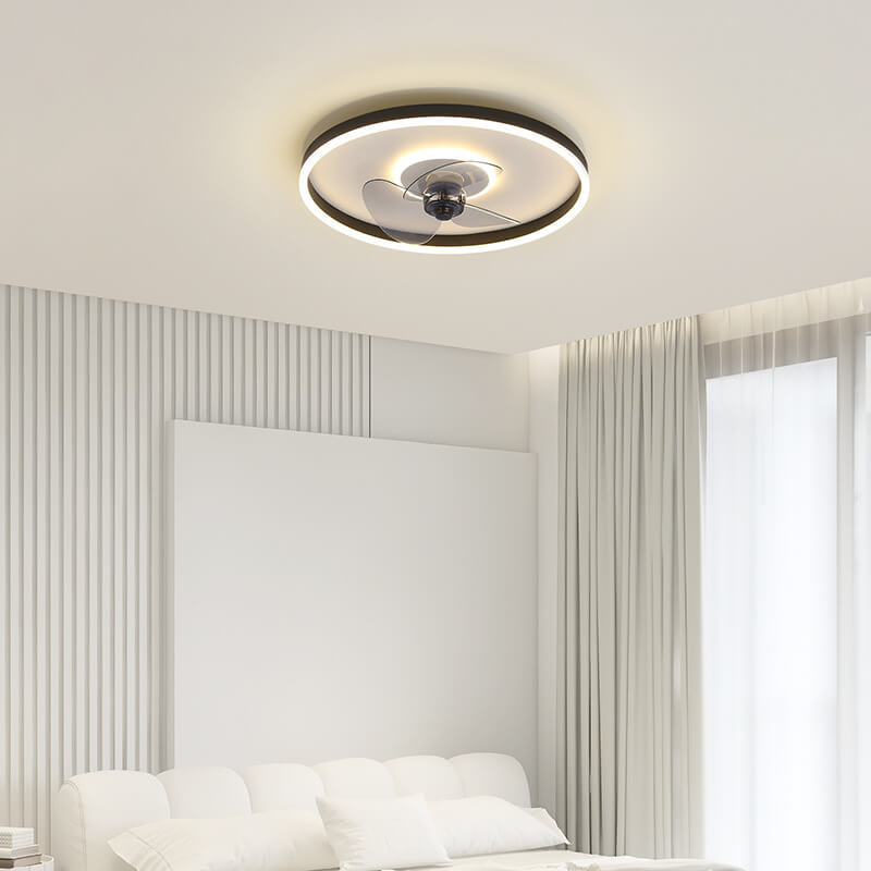 Lighom nordic round iron ceiling fans — Small (12"H / White & White Fan Leaf