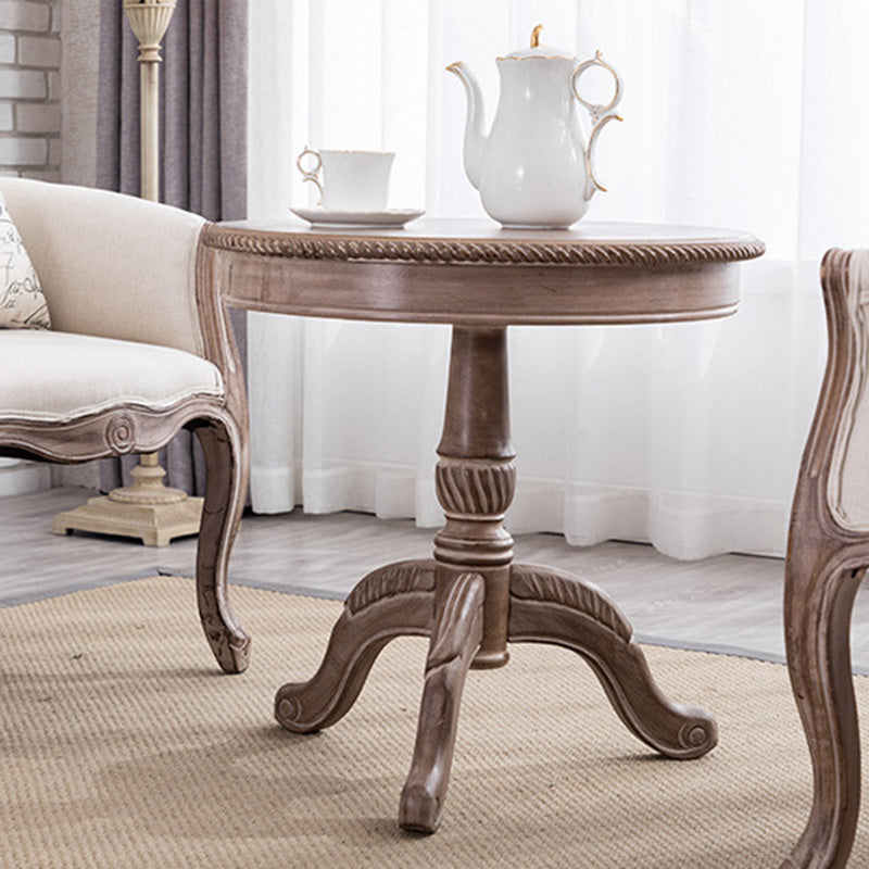 French Round Wood Three-Leg Coffee Table — White