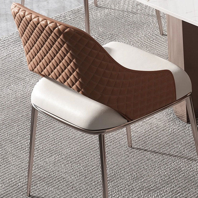 Scandinavian Leather Metal Dining Armchair