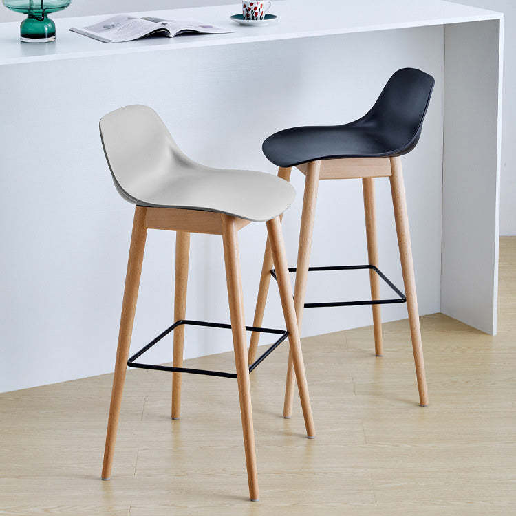 Nordic Wood Metal Bar Stool — Blue