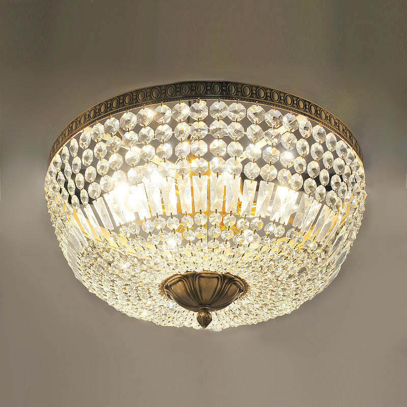 French Vintage Crystal Round 3/5/9-Light Flush Mount — 220V-240V For UK/AU