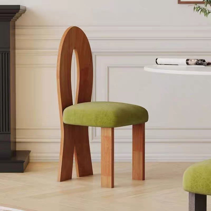 French Velvet Wood Mermaid Dining Chair — Walnut Color