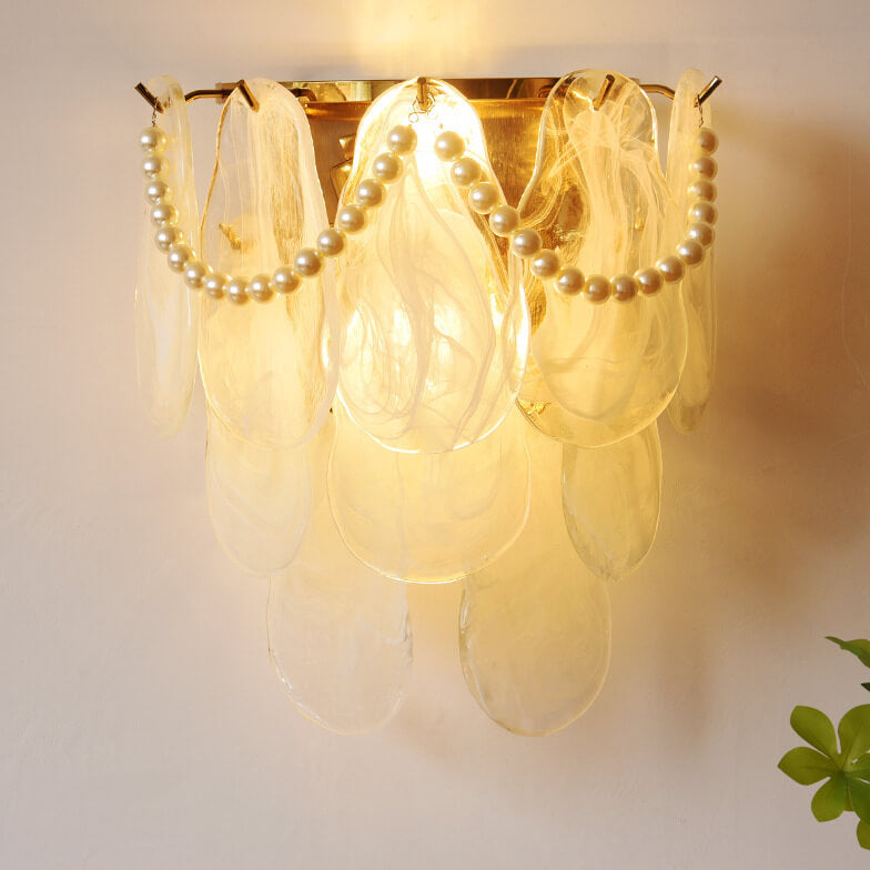French Luxury Glass Shell Pearl Sconce