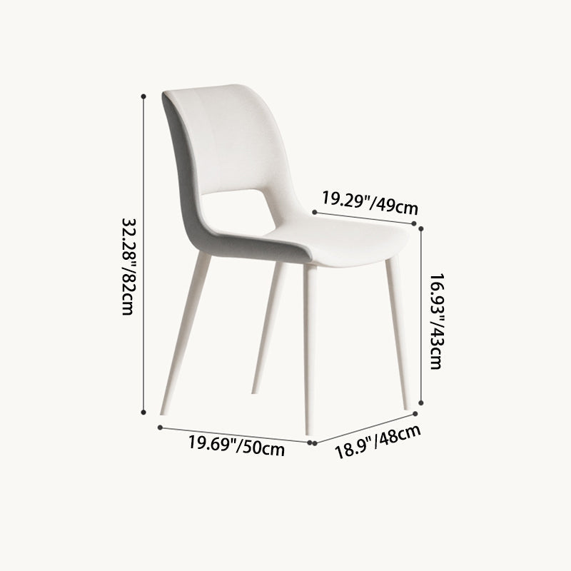 Minimalist Cat Scratch Leather Square Dining Chair — White & Orange