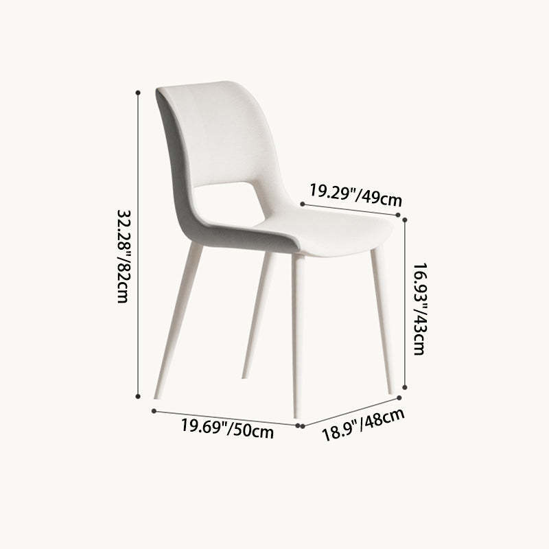 Minimalist Cat Scratch Leather Square Dining Chair — White & Orange