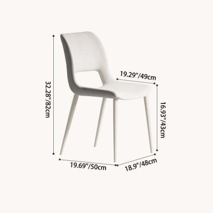 Minimalist Cat Scratch Leather Square Dining Chair — White & Orange