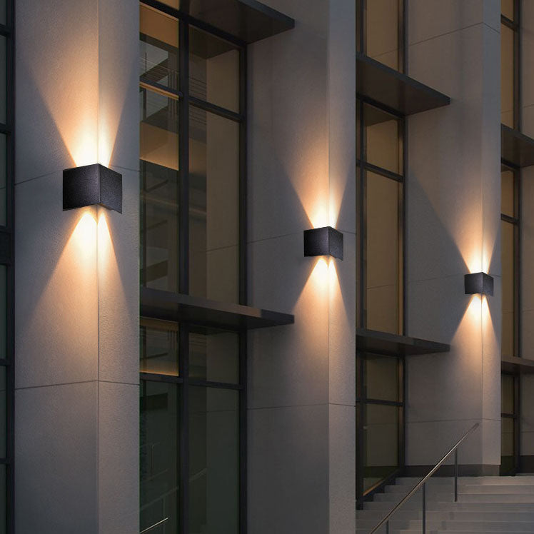 Outdoor Solar Square Flat Geometric LED Wall Sconce