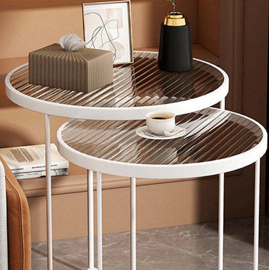 Contemporary Round Glass Nesting Side Table