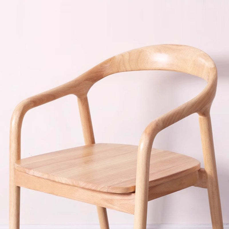 Minimalist Arched Wood Linen Dining Chair — Walnut Color / C